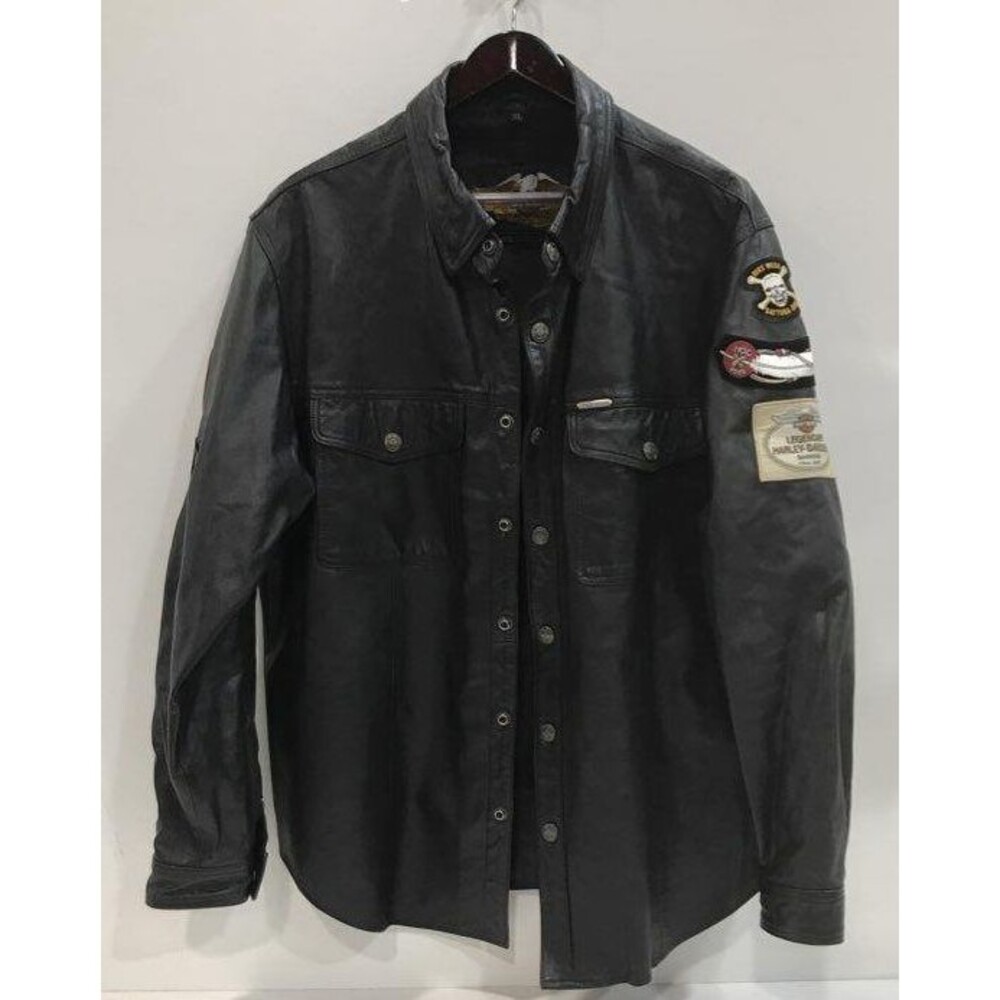 Vintage Harley-Davidson Black Leather Shirt Jacket XL